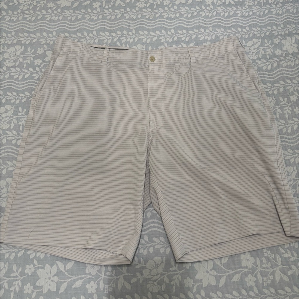 Hogan Tan Flat Front Shorts Classic Style